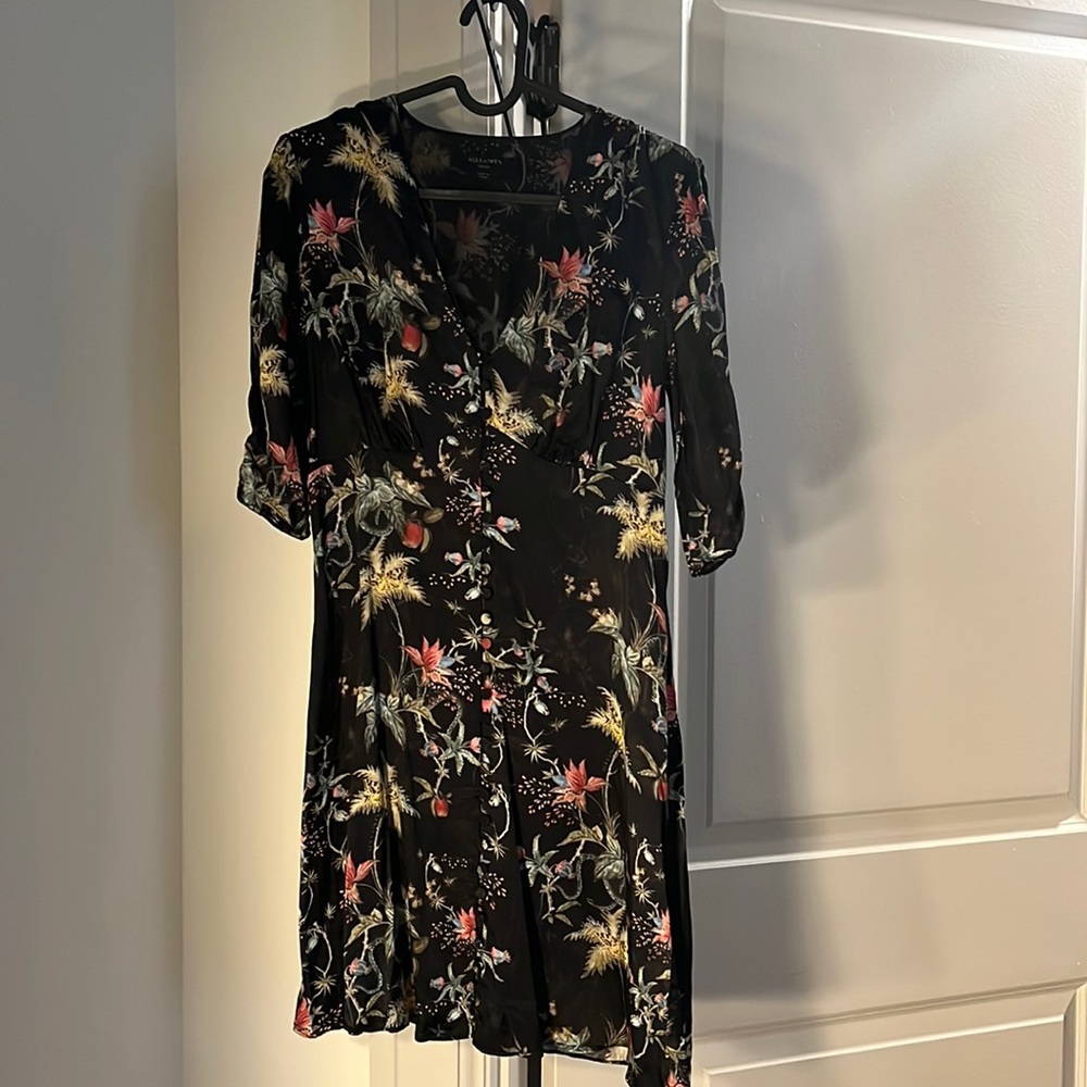 All Saints Kota Evolution Silk Floral Print Dress